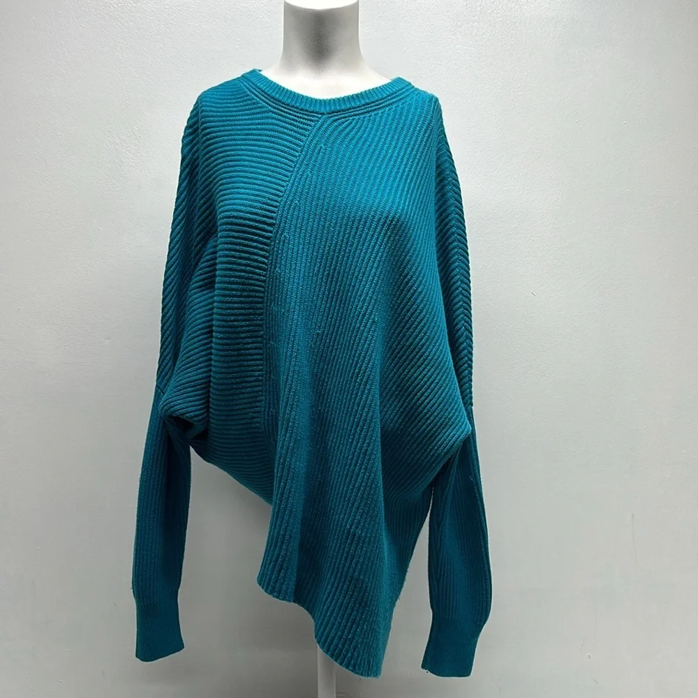 Free People Teal Crew Neck Sweater - Picture 2 of 9
